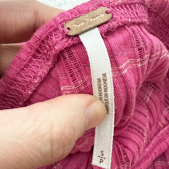NWT- FREE PEOPLE Snowbunny Ribbed Off The Shoulder Top Pink - Picture 10 of 14